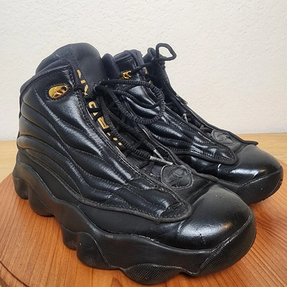 Jordan Shoes Youth Size 6.5Y Black Gold Leather Basketball Sneakers 407484-010